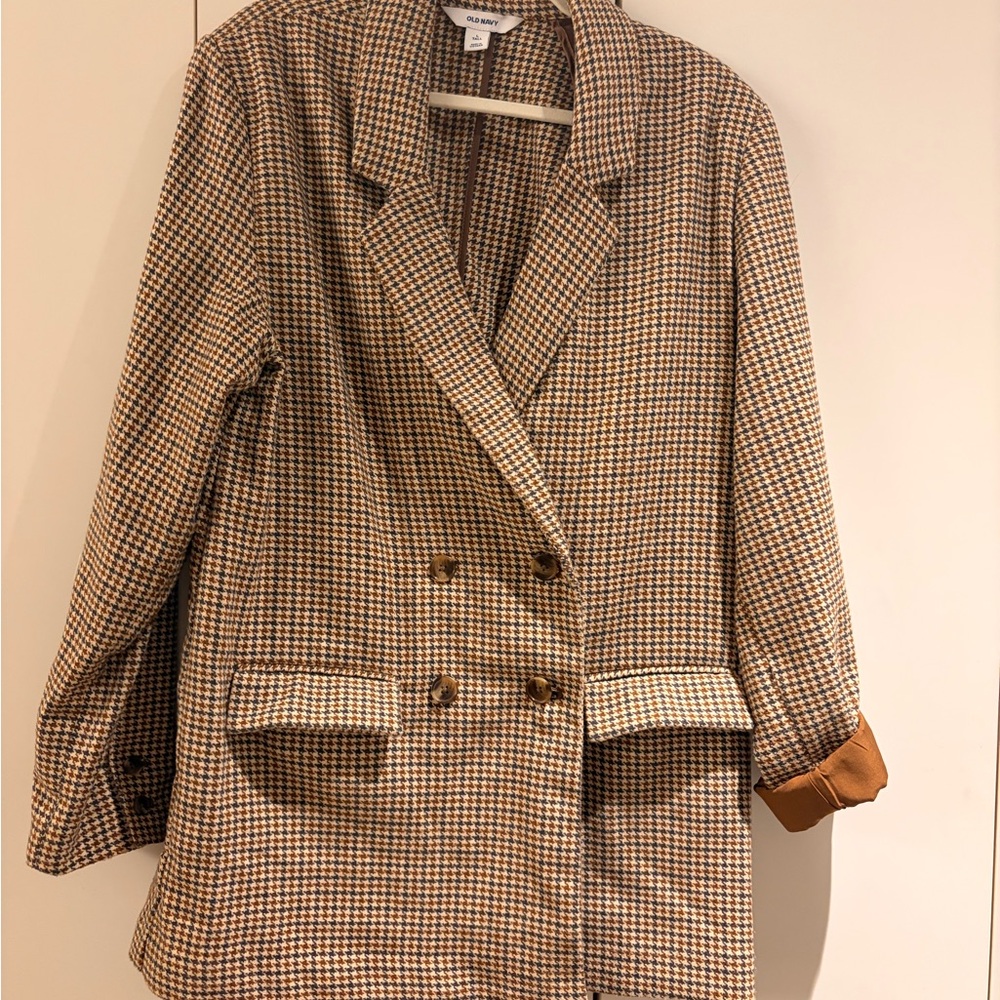 Old Navy Women's Houndstooth Blazer - Brown and Tan